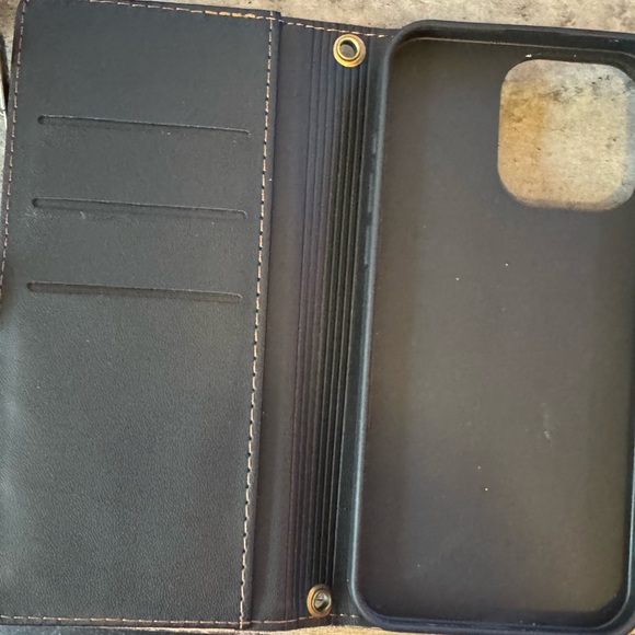 RFID blocking zipper wallet iPhone 15 Pro Max phone case. - Picture 2 of 5